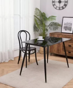 TeamsonUS Teamson Home Julianna 43 Inch Reflective Glass Dining Table Seats Up To 4, Black