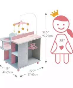 TeamsonUS Olivia's Little World Kids Polka Dots Princess Baby Doll Changing Station With Storage, Gray/Pink 8 TeamsonUS Olivia's Little World Kids Polka Dots Princess Baby Doll Changing Station With Storage, Gray/Pink