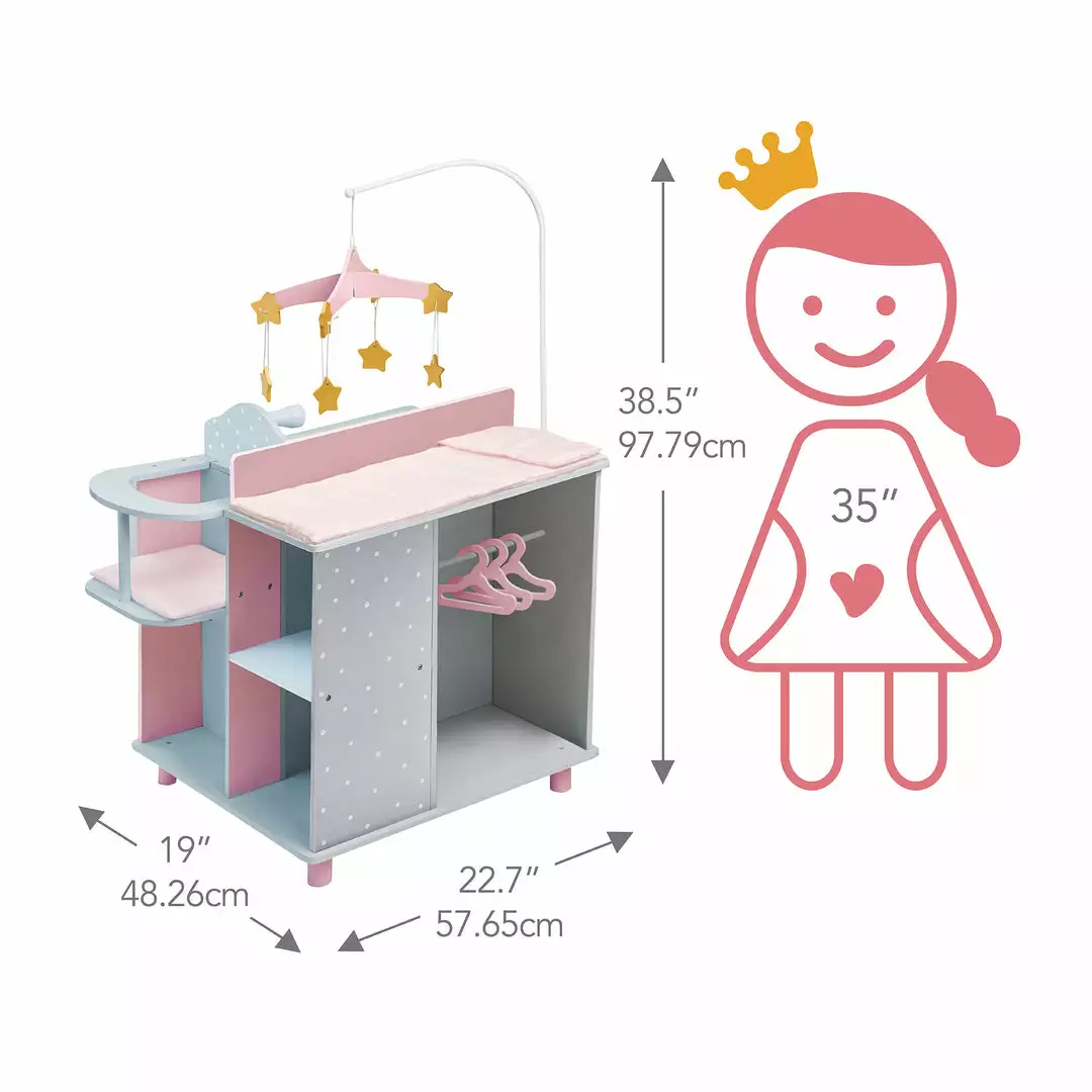 TeamsonUS Olivia's Little World Kids Polka Dots Princess Baby Doll Changing Station With Storage, Gray/Pink 5 TeamsonUS Olivia's Little World Kids Polka Dots Princess Baby Doll Changing Station With Storage, Gray/Pink