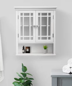 TeamsonUS Teamson Home Neal Removable Wooden Wall Cabinet With 2 Glass Doors, White 19 TeamsonUS Teamson Home Neal Removable Wooden Wall Cabinet With 2 Glass Doors, White