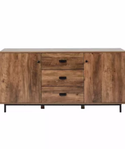 TeamsonUS Teamson Home Brooklyn Sideboard With Storage Plus Metal Legs And Handles, Brown