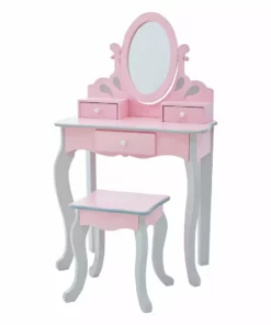 TeamsonUS Teamson Kids Little Princess Rapunzel Vanity Playset, Pink / Gray New