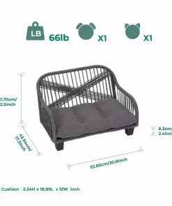 TeamsonUS Teamson Pets Lachesis Outdoor Woven Rope Cat Or Small Dog Daybed With Cushion, Gray New