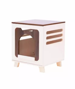 TeamsonUS Teamson Pets Daisy Elevated Vented Wooden Cat Litter Box Enclosure Side Table New