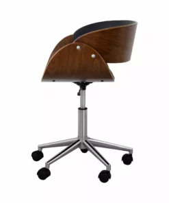 TeamsonUS Teamson Home Faux Leather Curved Swivel Home Office Chair With Adjustable Seat Height, Black/Brown