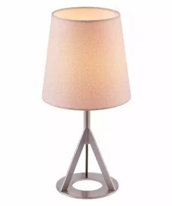 TeamsonUS Teamson Home Aria 15" Modern Table Lamp With Round Shade, Brass/Khaki