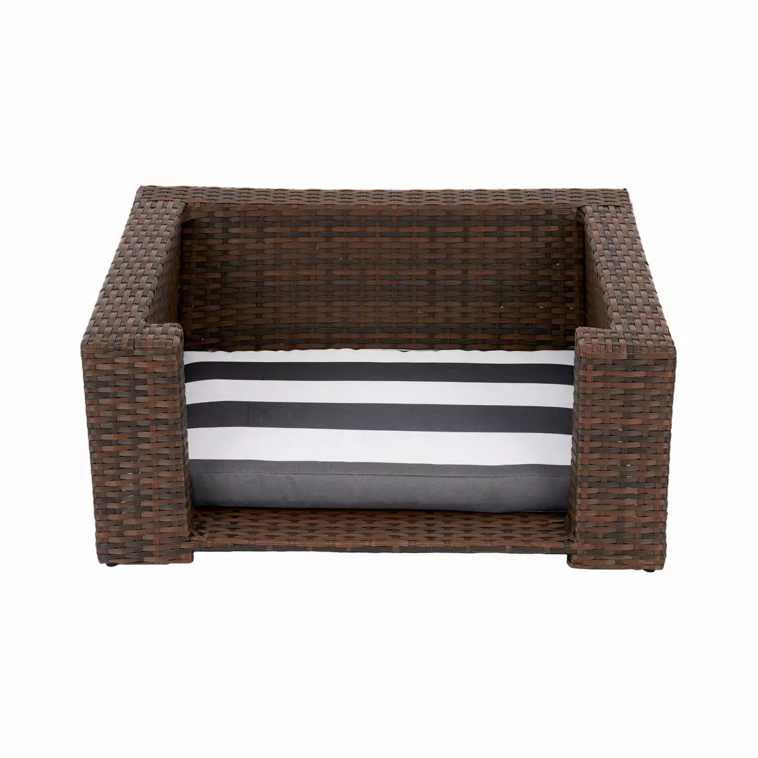 TeamsonUS Teamson Pets Clotho Outdoor Cat Or Small Dog Wicker Bed With Cushion, Walnut/Gray New 4 TeamsonUS Teamson Pets Clotho Outdoor Cat Or Small Dog Wicker Bed With Cushion, Walnut/Gray New