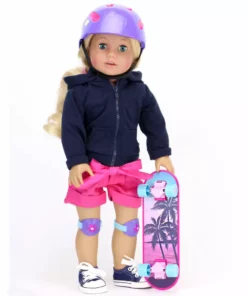 TeamsonUS Sophia's Skateboard, Helmet And Knee Pads Set For 18" Dolls, Multicolor Kids 17 TeamsonUS Sophia's Skateboard, Helmet And Knee Pads Set For 18