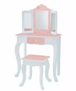 TeamsonUS Kids Fantasy Fields - Fashion Twinkle Star Prints Gisele Play Vanity Set - Pink / White