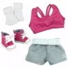 TeamsonUS Sophia's Sports Set With Bra, Shorts, Socks And Hi-Top Sneakers For 18" Dolls, Pink/Gray
