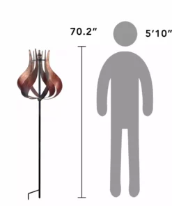 TeamsonUS Teamson Home Outdoor Tulip Kinetic Windmill Sculpture, Tangerine 8 TeamsonUS Teamson Home Outdoor Tulip Kinetic Windmill Sculpture, Tangerine