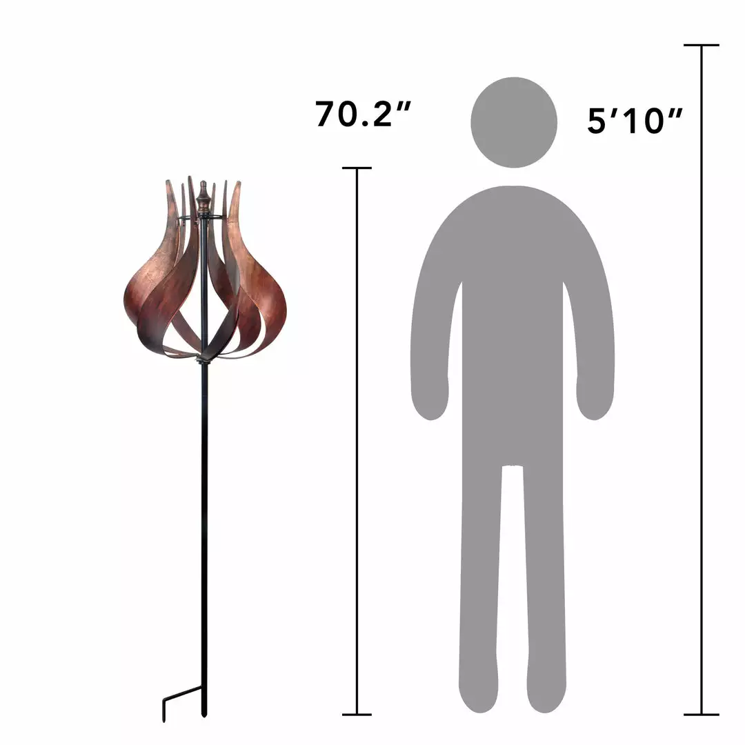 TeamsonUS Teamson Home Outdoor Tulip Kinetic Windmill Sculpture, Tangerine 5 TeamsonUS Teamson Home Outdoor Tulip Kinetic Windmill Sculpture, Tangerine