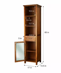 TeamsonUS Teamson Home Oil Oak Finish Bathroom Linen Storage Cabinet With 1 Drawer And 3 Open Shelves, Brown 13 TeamsonUS Teamson Home Oil Oak Finish Bathroom Linen Storage Cabinet With 1 Drawer And 3 Open Shelves, Brown