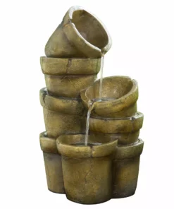 TeamsonUS Teamson Home Stacked Pots Outdoor Garden Fountain