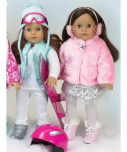 TeamsonUS Kids Sophia's Pink Fur Coat And Earmuff Headband Set For 18