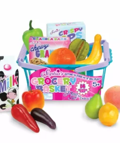 TeamsonUS Kids Sophia's 14 Piece Grocery Basket Food Set For 18'' Dolls, Multicolor