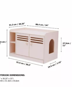 TeamsonUS Teamson Pets Robin Vented Wooden Cat Litter Box Enclosure Storage Bench, White