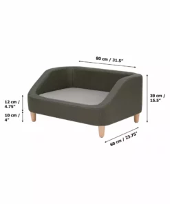 TeamsonUS Teamson Pets Bennett Linen Sofa Dog Bed For Small And Medium Dogs, Gray