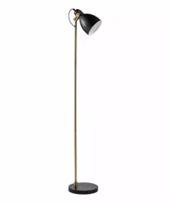 TeamsonUS Teamson Home Quincy Modern Monopod Floor Lamp With Antique Brass Finish, Black