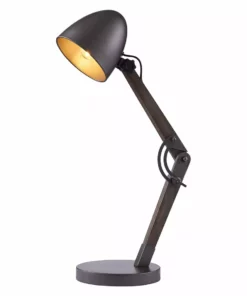 TeamsonUS Teamson Home Lexi Modern Reading Table Lamp With Black Shade And Brushed Steel Finish