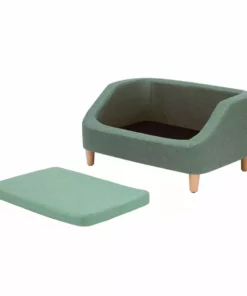 TeamsonUS New Teamson Pets Bennett Linen Sofa Dog Bed For Small And Medium Dogs, Sea Green
