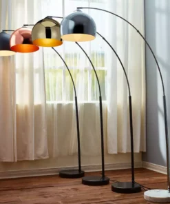 TeamsonUS Teamson Home Arquer Arc Metal Floor Lamp With Bell Shade, Black