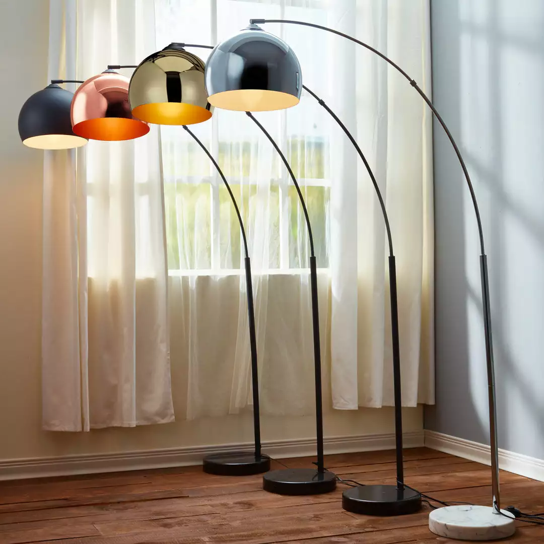 TeamsonUS Teamson Home Arquer Arc Metal Floor Lamp With Bell Shade, Black 5 TeamsonUS Teamson Home Arquer Arc Metal Floor Lamp With Bell Shade, Black