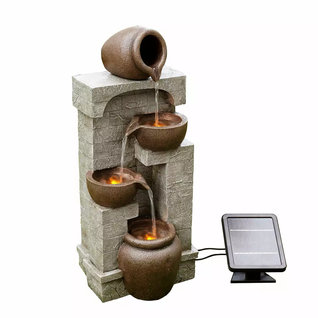 TeamsonUS Teamson Home Solar Powered 4-Tier Cascading Bowls Water Fountain With LED Lights, Brown 9 TeamsonUS Teamson Home Solar Powered 4-Tier Cascading Bowls Water Fountain With LED Lights, Brown