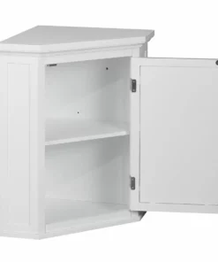 TeamsonUS Teamson Home Glancy Wooden Corner Wall Cabinet With Shutter Door, White 16 TeamsonUS Teamson Home Glancy Wooden Corner Wall Cabinet With Shutter Door, White