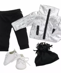 TeamsonUS Kids Sophia's 4 Pc Casual Winter Set For 18 Inch Dolls, Silver/Black
