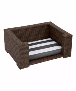 TeamsonUS Teamson Pets Clotho Outdoor Cat Or Small Dog Wicker Bed With Cushion, Walnut/Gray New 15 TeamsonUS Teamson Pets Clotho Outdoor Cat Or Small Dog Wicker Bed With Cushion, Walnut/Gray New
