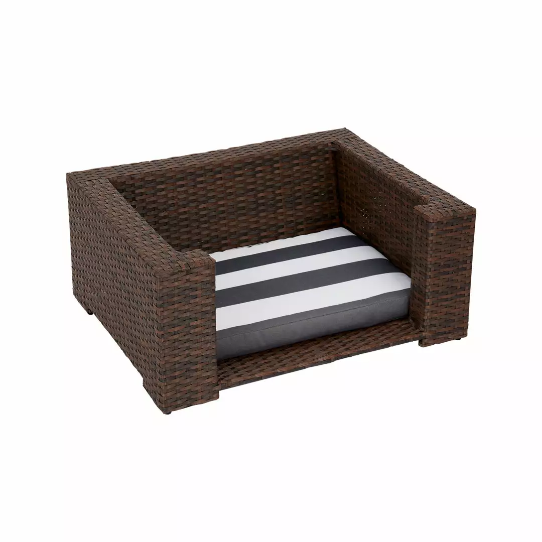 TeamsonUS Teamson Pets Clotho Outdoor Cat Or Small Dog Wicker Bed With Cushion, Walnut/Gray New 7 TeamsonUS Teamson Pets Clotho Outdoor Cat Or Small Dog Wicker Bed With Cushion, Walnut/Gray New