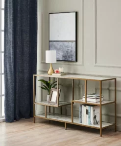 TeamsonUS Teamson Home Sarah 15" Modern Metal Table Lamp With Touch Switch And Cream Shade, Polished Brass