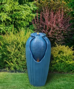 TeamsonUS Teamson Home Indoor/Outdoor Contemporary Glazed Contoured Vase Water Fountain With LED Lights, Blue 16 TeamsonUS Teamson Home Indoor/Outdoor Contemporary Glazed Contoured Vase Water Fountain With LED Lights, Blue