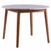 TeamsonUS Teamson Home Ashton Round Marble-Look Dining Table With Wood Base, Marble/Walnut