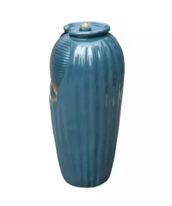 TeamsonUS Teamson Home Indoor/Outdoor Contemporary Glazed Contoured Vase Water Fountain With LED Lights, Blue 25 TeamsonUS Teamson Home Indoor/Outdoor Contemporary Glazed Contoured Vase Water Fountain With LED Lights, Blue