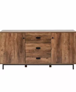 TeamsonUS Teamson Home Brooklyn Sideboard With Storage Plus Metal Legs And Handles, Brown