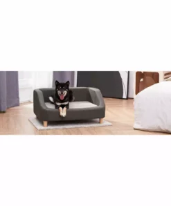 TeamsonUS Teamson Pets Bennett Linen Sofa Dog Bed For Small And Medium Dogs, Gray