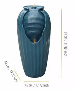 TeamsonUS Teamson Home Indoor/Outdoor Contemporary Glazed Contoured Vase Water Fountain With LED Lights, Blue 23 TeamsonUS Teamson Home Indoor/Outdoor Contemporary Glazed Contoured Vase Water Fountain With LED Lights, Blue