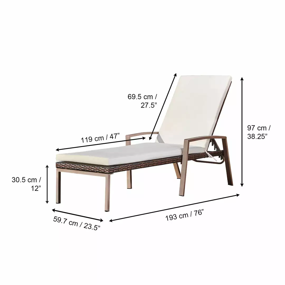 TeamsonUS New Teamson Home 2 Outdoor Wicker Patio Cushioned Chaise Lounge Chairs, Brown/Cream 6 TeamsonUS New Teamson Home 2 Outdoor Wicker Patio Cushioned Chaise Lounge Chairs, Brown/Cream