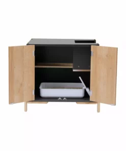 TeamsonUS Teamson Pets Ryder Elevated Wooden Cat Litter Box Enclosure With Side Entrance New