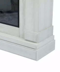 TeamsonUS New Teamson Home Hestia Electric Fireplace Mantel With Gray Faux Marble, White