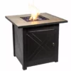 TeamsonUS Teamson Home Outdoor Square 30" Propane Ceramic Gas Fire Pit With Steel Base, Black/Stone