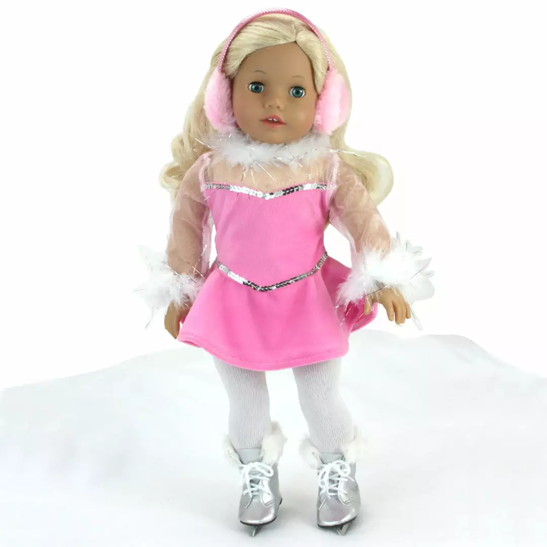 TeamsonUS Kids Sophia's Complete Figure Skating Outfit With Dress, Ice Skates And Accessories For 18" Dolls, Pink/Silver 5 TeamsonUS Kids Sophia's Complete Figure Skating Outfit With Dress, Ice Skates And Accessories For 18" Dolls, Pink/Silver