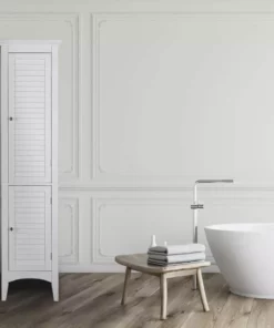 TeamsonUS Teamson Home Glancy Wooden Tall Tower Cabinet With Storage, White