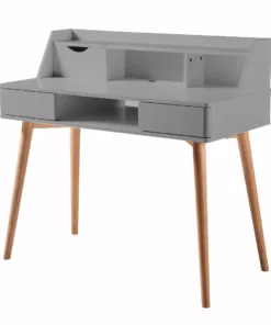 TeamsonUS Teamson Home Creativo Wooden Writing Desk With Storage, Light Gray/Natural