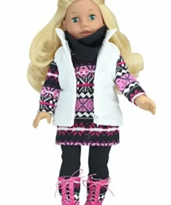 TeamsonUS Sophia's Dress, Leggings, Scarf, Vest, And Boots For 18