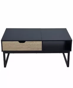 TeamsonUS Teamson Home Bryson Two-Tone Lift Top Coffee Table Desk With Storage, Black