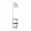 TeamsonUS Teamson Home Lilah Floor Lamp With Faux Marble Tray Table And Built-In USB Port, White/Brass
