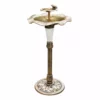 TeamsonUS Teamson Home Outdoor 2-Tier Polyresin Lotus Pedestal Birdbath With LED Light, Bronze